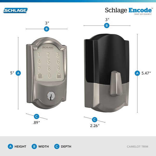 Schlage Encode Smart WiFi Deadbolt & Handleset with Accent Lever Combo in Camelot Trim - Image 7