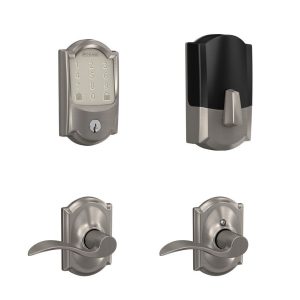 FBE489_CAM619_ACC_CAM_SL-1280×1280 Schlage Encode Smart WiFi Deadbolt & Accent Lever Combo in Camelot Trim