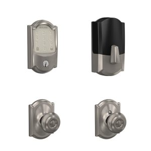 Schlage Encode Smart WiFi Deadbolt & Georgian Knob Combo in Camelot Trim