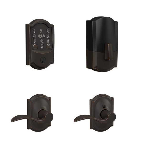 Schlage Encode Plus Smart WiFi Deadbolt and Accent Lever Combo in Camelot Trim