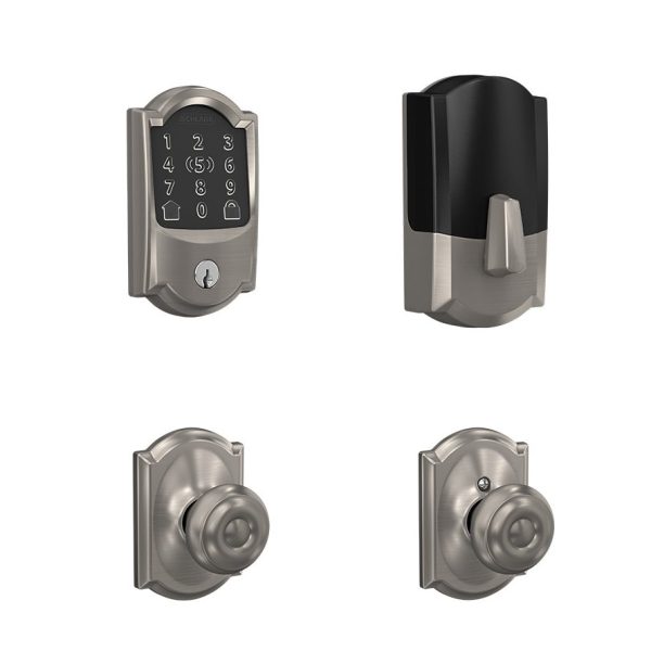 Schlage Encode Plus Smart WiFi Deadbolt & Georgian Knob Combo in Camelot Trim
