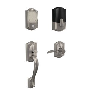 Schlage Encode Smart WiFi Deadbolt & Handleset with Accent Lever Combo in Camelot Trim