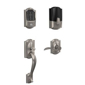 Schlage Encode Plus Smart WiFi Deadbolt & Handleset with Accent Lever Combo in Camelot Trim