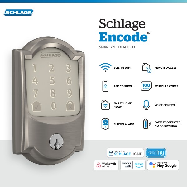 Encode overview card with feature icons and works with badges