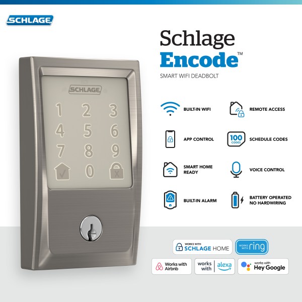 Encode overview card with feature icons and works with badges